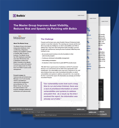 The Master Group Improves Asset Visibility,  Reduces Risk and Speeds Up Patching with Balbix