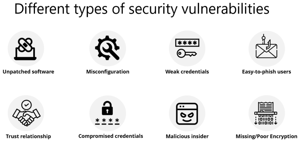 What are the 4 main types of vulnerability examples?