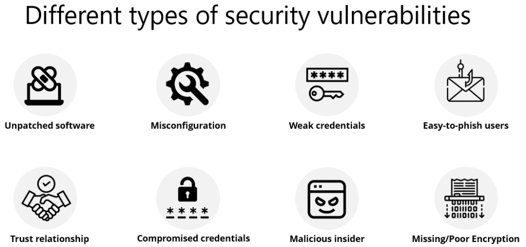 What are the 4 main types of vulnerabilities?