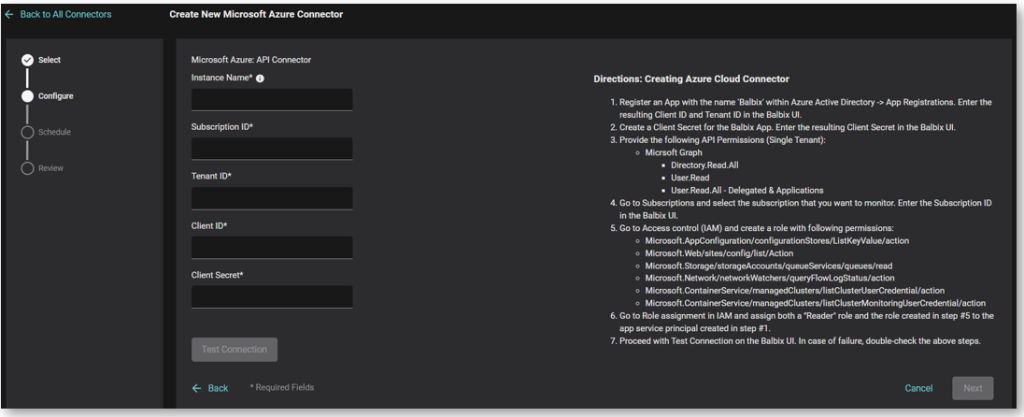 Setting up the Balbix Connector for Microsoft Azure is simple