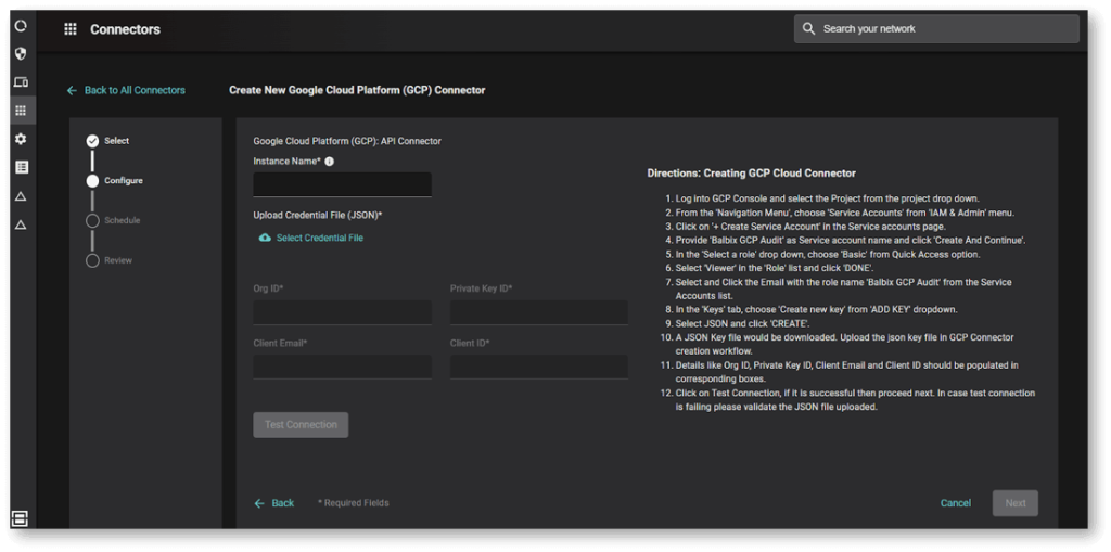 Setting up the GCP Connector is simple 