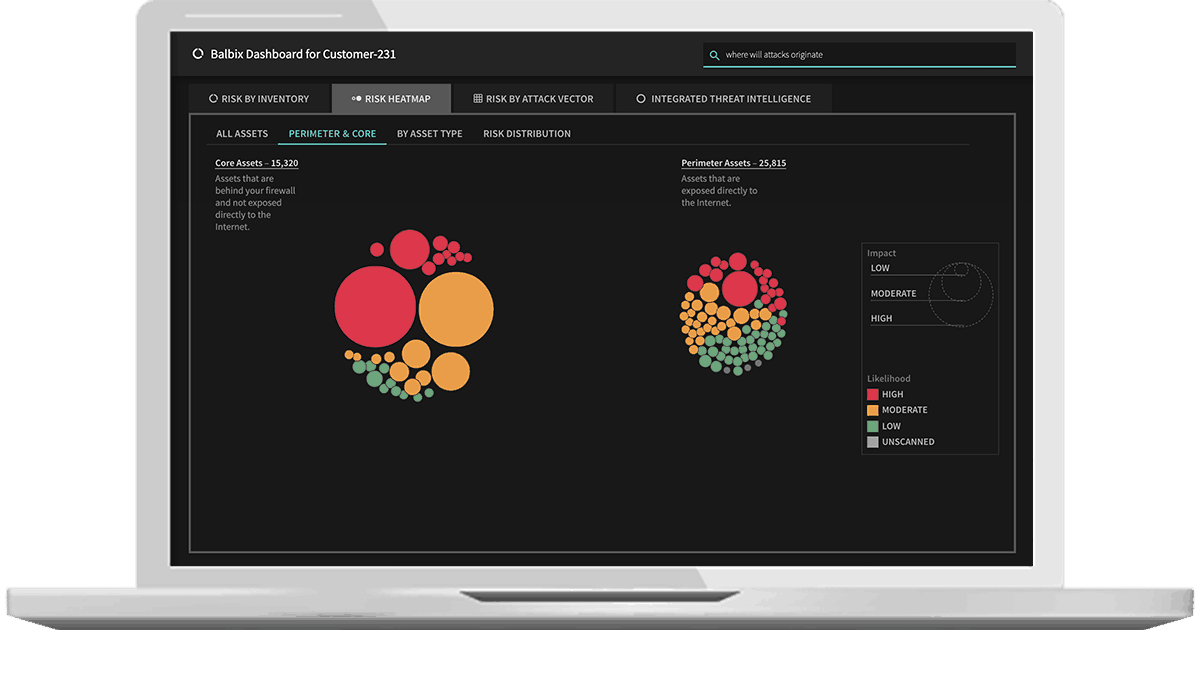Laptop showing Balbix Dashboard