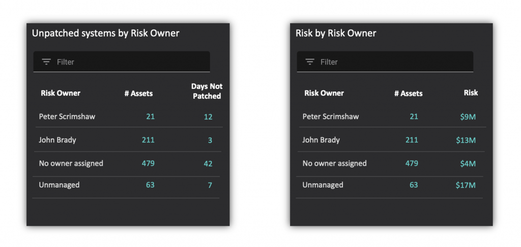 Comparing Risk Owners for NIST Cybersecurity Framework