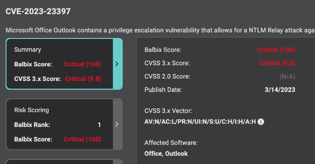 Figure 1: Balbix CVE Detail View